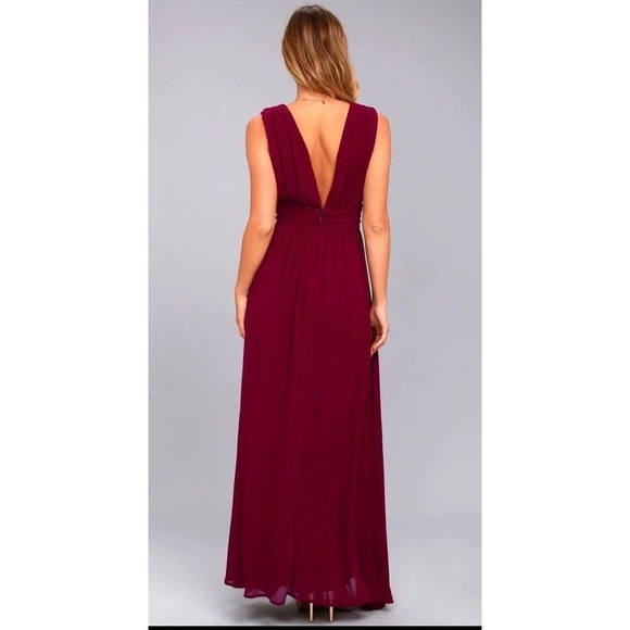 Lulu's Heavenly Hues Women S Burgundy Maxi Dress Bridesmaids Wedding Formal Prom - Picture 5 of 16